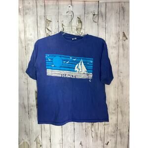 Poly Tees Vintage Men's Hawaii Hanes Single Stitch T Shirt Surf Sunset Canoe XL